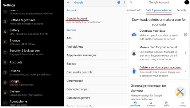 Delete The Gmail Account(Android)