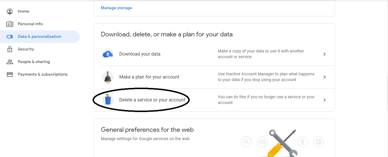 Delete the Gmail Account